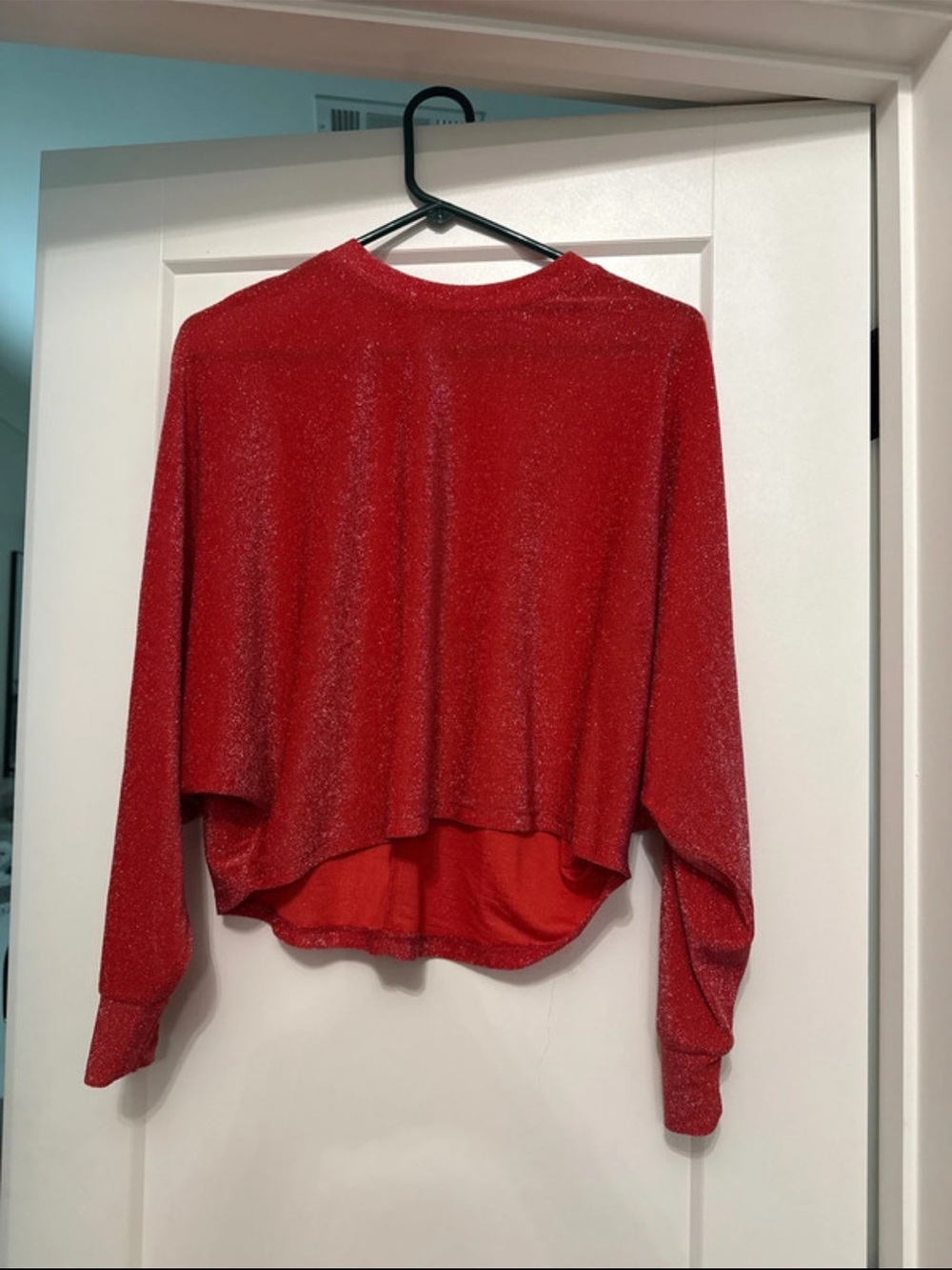 REVOLVE Glittery Red Cropped Long-Sleeve Top